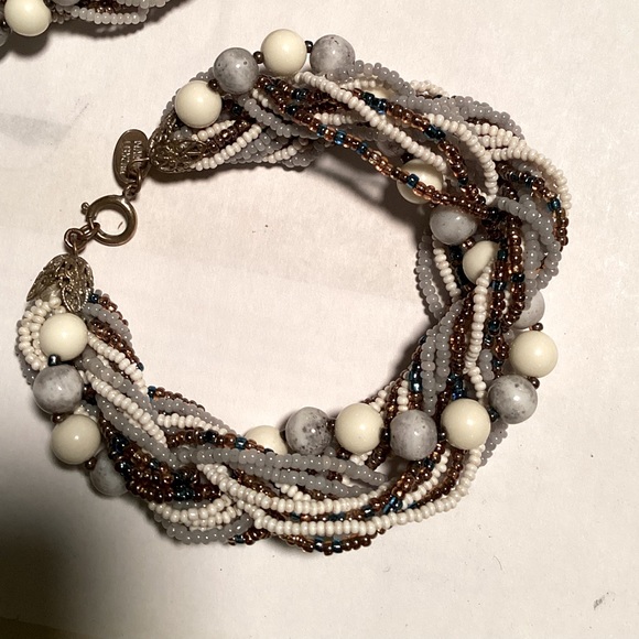 Vintage Haskell multi strand glass bead & seed bead necklace & bracelet demi set - Picture 10 of 15